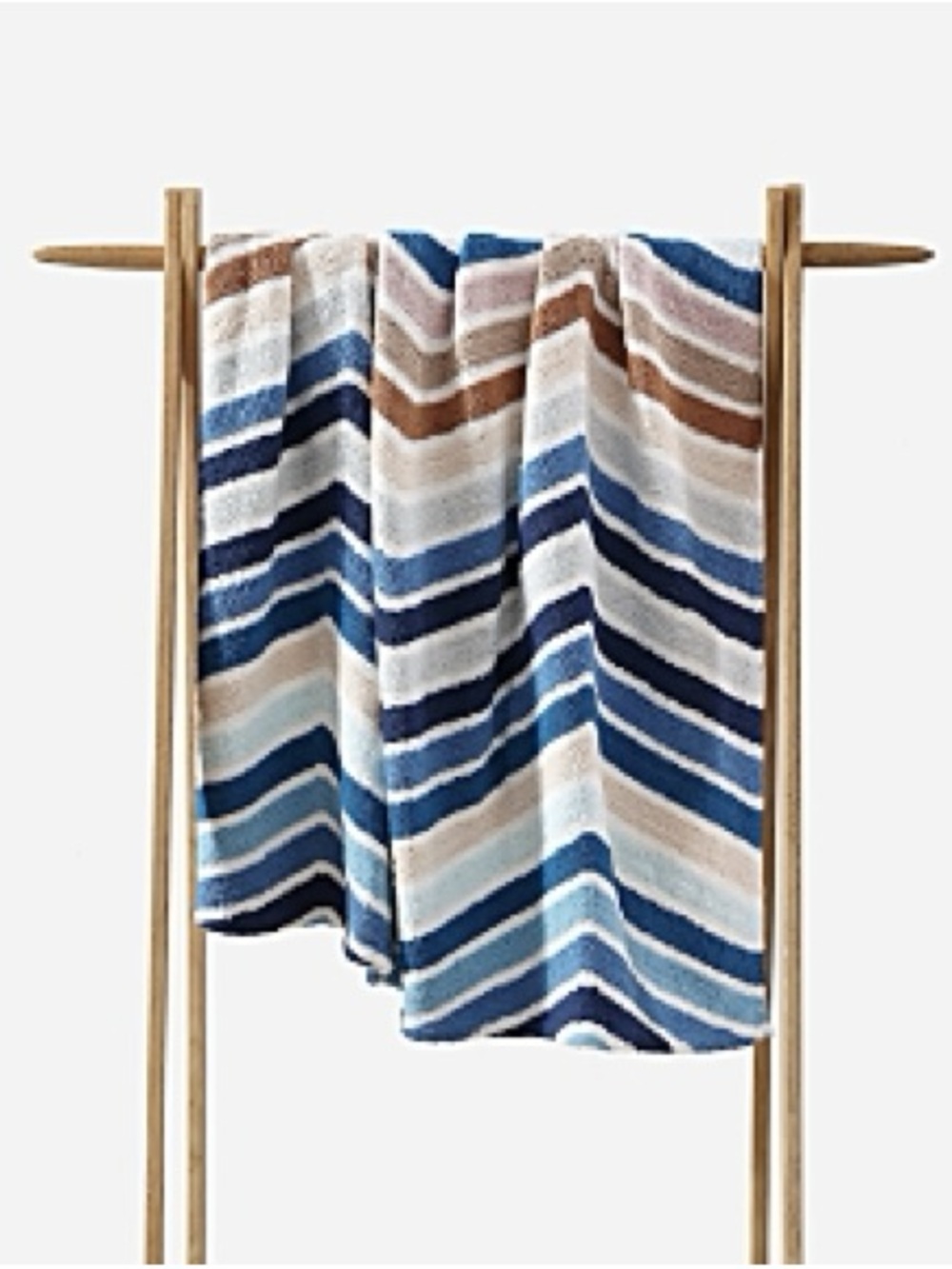 Striped Blue & Cream Coastal Throw Blanket - Picture 3 of 8
